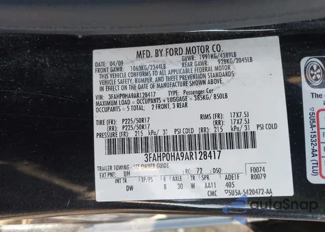 2010 Ford Fusion Se z USA, uszkodzony, nr VIN 3FAHP0HA9AR128417
